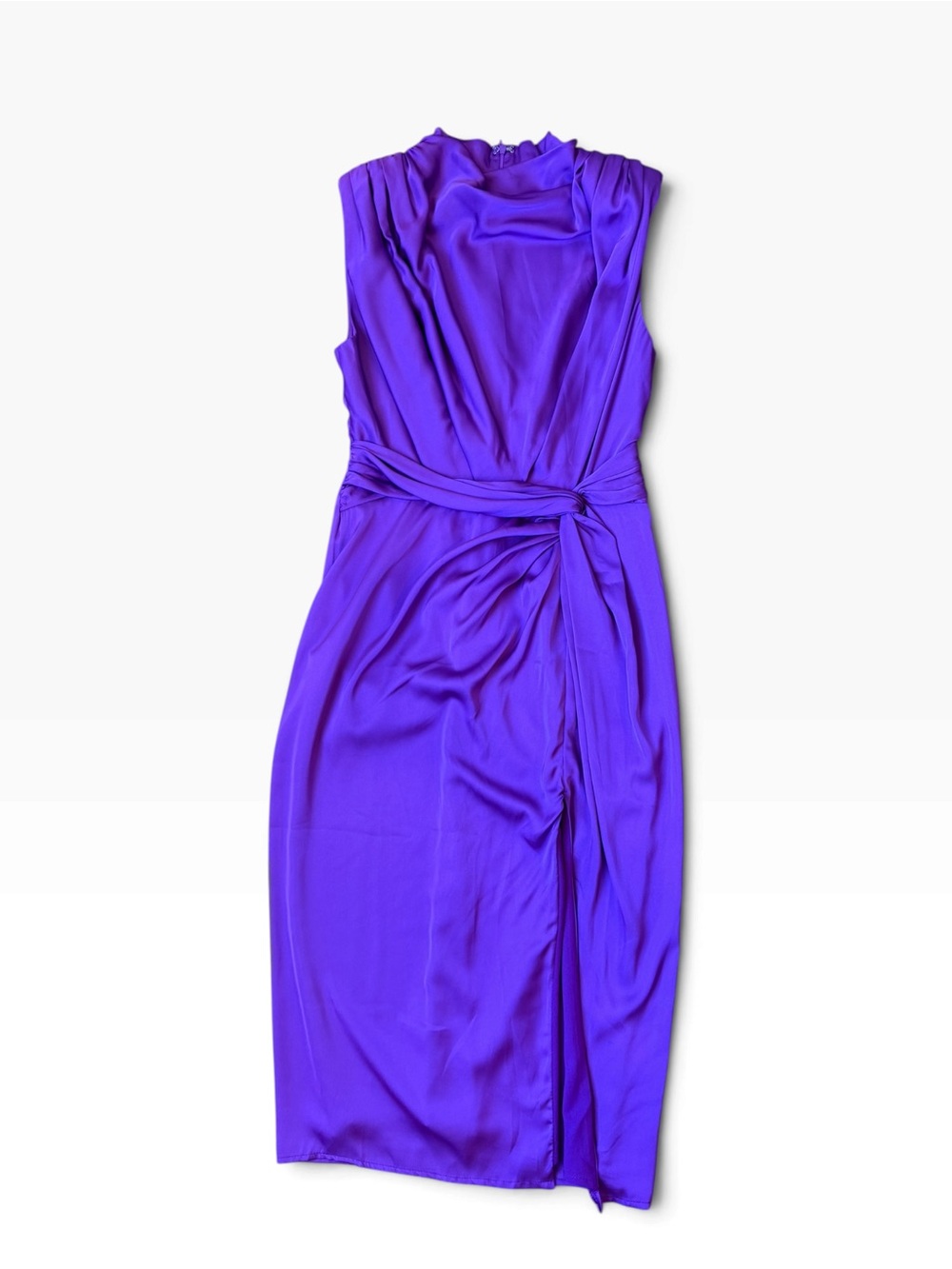 DO+BE Vibrant Violet Sleeveless Sheath Dress with Waist Tie